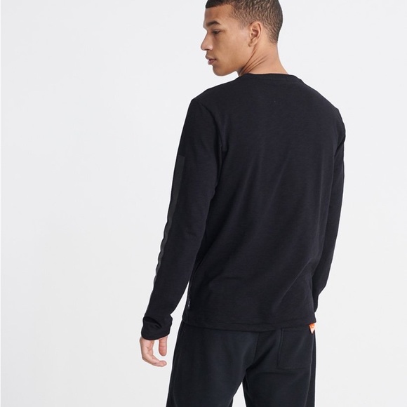 Superdry Surplus Goods Jet Black Graphic Long Sleeve Tee Top Size M - Picture 2 of 14